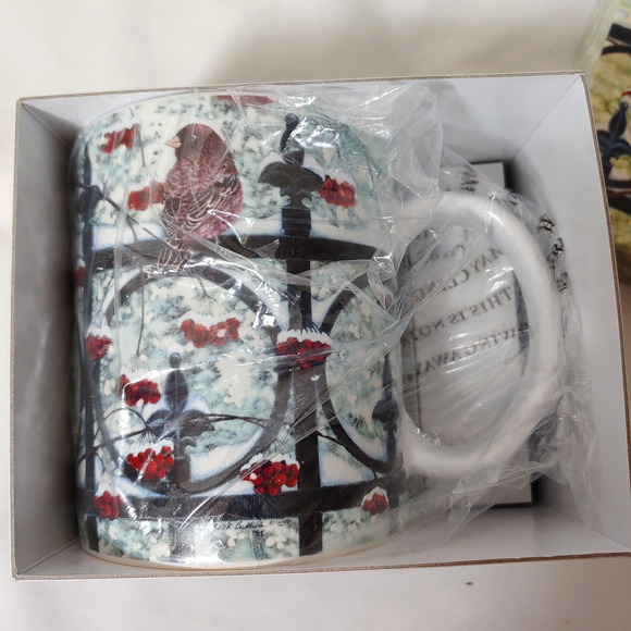 Gift for Bird Lover Coffee Mug Sparrow On The Fence Lang & Wise Vintage 2004 - Picture 14 of 16